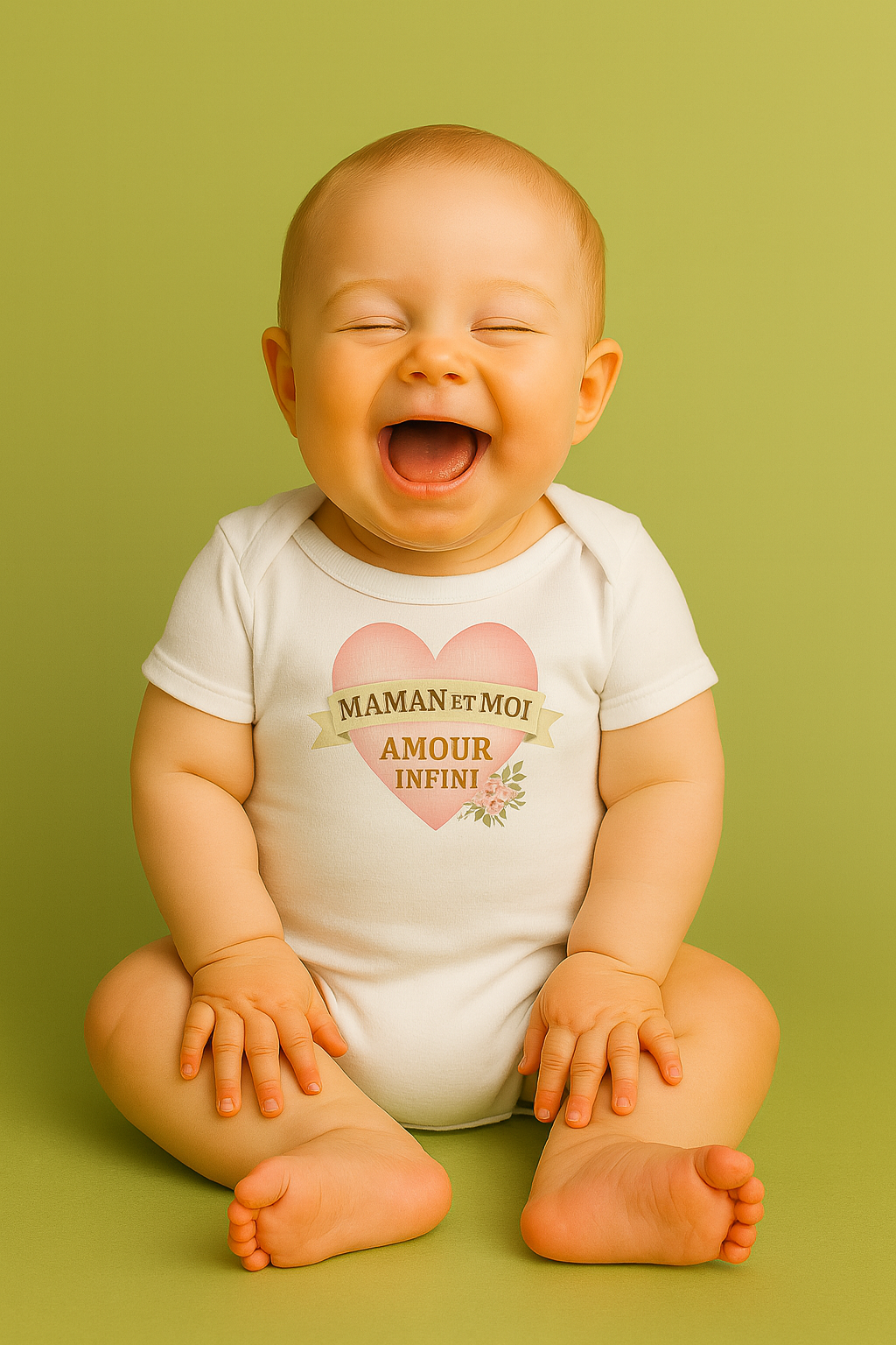 Bébé souriant en body Maman et moi = Amour infini – vêtements bébé 0–24 mois doux, confortables et uniques AnCaBébé