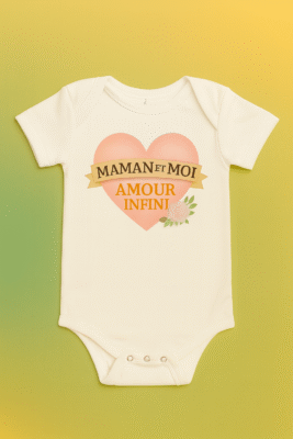 Body bébé blanc "Maman et Moi Amour Infini" – cadeau naissance original, vêtement bébé doux et confortable, idée cadeau maman émotive et unique
