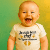 Bébé rigole en body humoristique « Petit chef en herbe » – vêtement bébé 0–24 mois en coton Airlume doux et hypoallergénique
