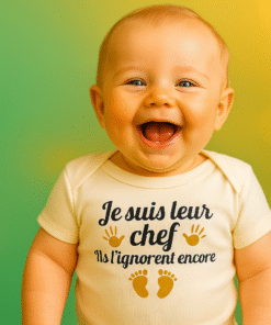 Bébé rigole en body humoristique « Petit chef en herbe » – vêtement bébé 0–24 mois en coton Airlume doux et hypoallergénique