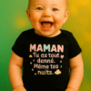 Bébé qui rit en body MAMAN tu as tout donné – vêtements bébé 0–24 mois doux, confortables et uniques AnCaBébé