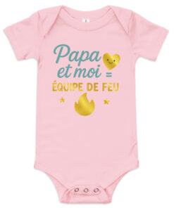 Body bébé rose “Papa et moi = Équipe de feu” cadeau original papa et enfant, coton doux