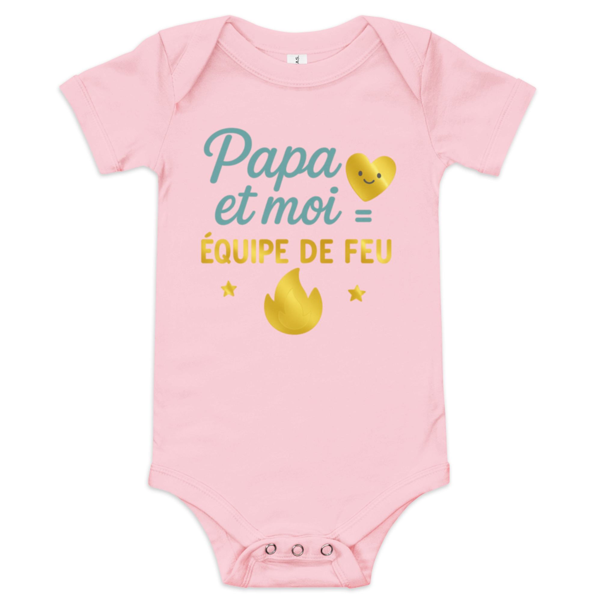 Body bébé rose “Papa et moi = Équipe de feu” cadeau original papa et enfant, coton doux