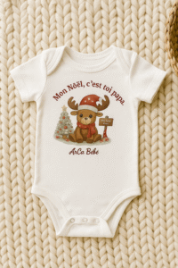 Body bébé Noël “Mon Noël c’est toi papa” — body blanc AnCa Bébé avec motif renne et sapin cadeau — idée cadeau Noël papa et nouveau-né